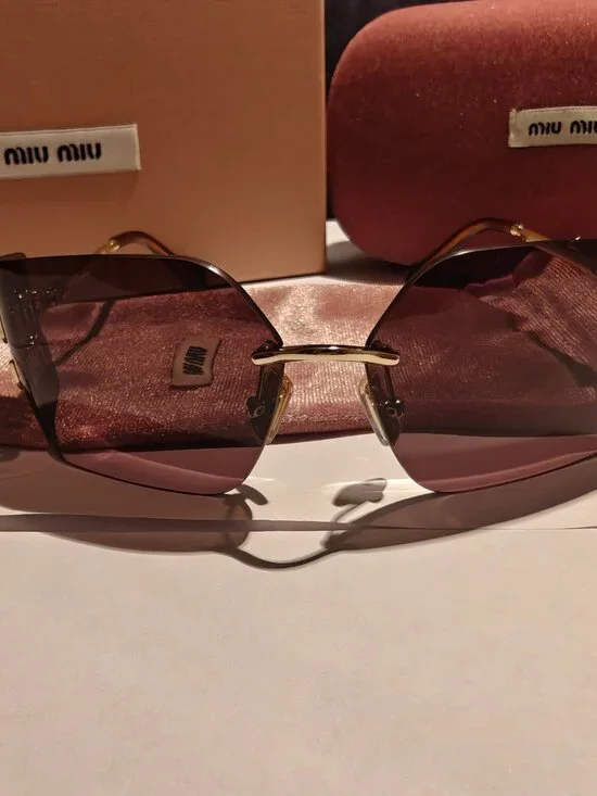 Miu Miu Women Sunglasses 54YS Brown Tinted Gold Frame - Picture 6 of 10